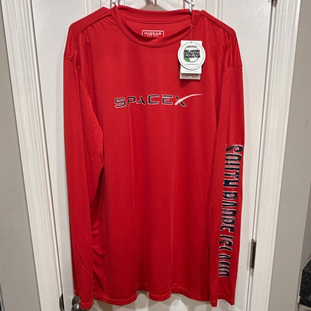 Ingear UPF 50+ SpaceX Graphic T-Shirt Red Long Sleeve Crew Neck Size XL swim NWT